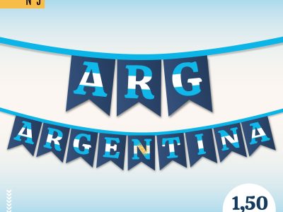 BANDERIN PATRIO ARGENTINA AZUL CON LETRAS BANDERA